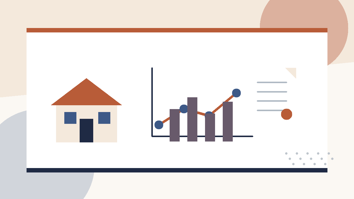 Baromètre des taux de crédit immobilier avec maison et graphique stylisé