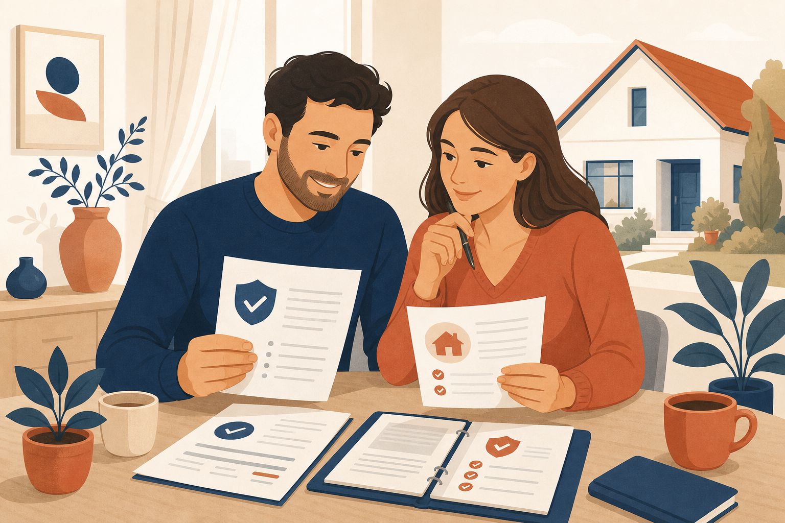 Couple examinant les garanties d’une assurance de prêt immobilier