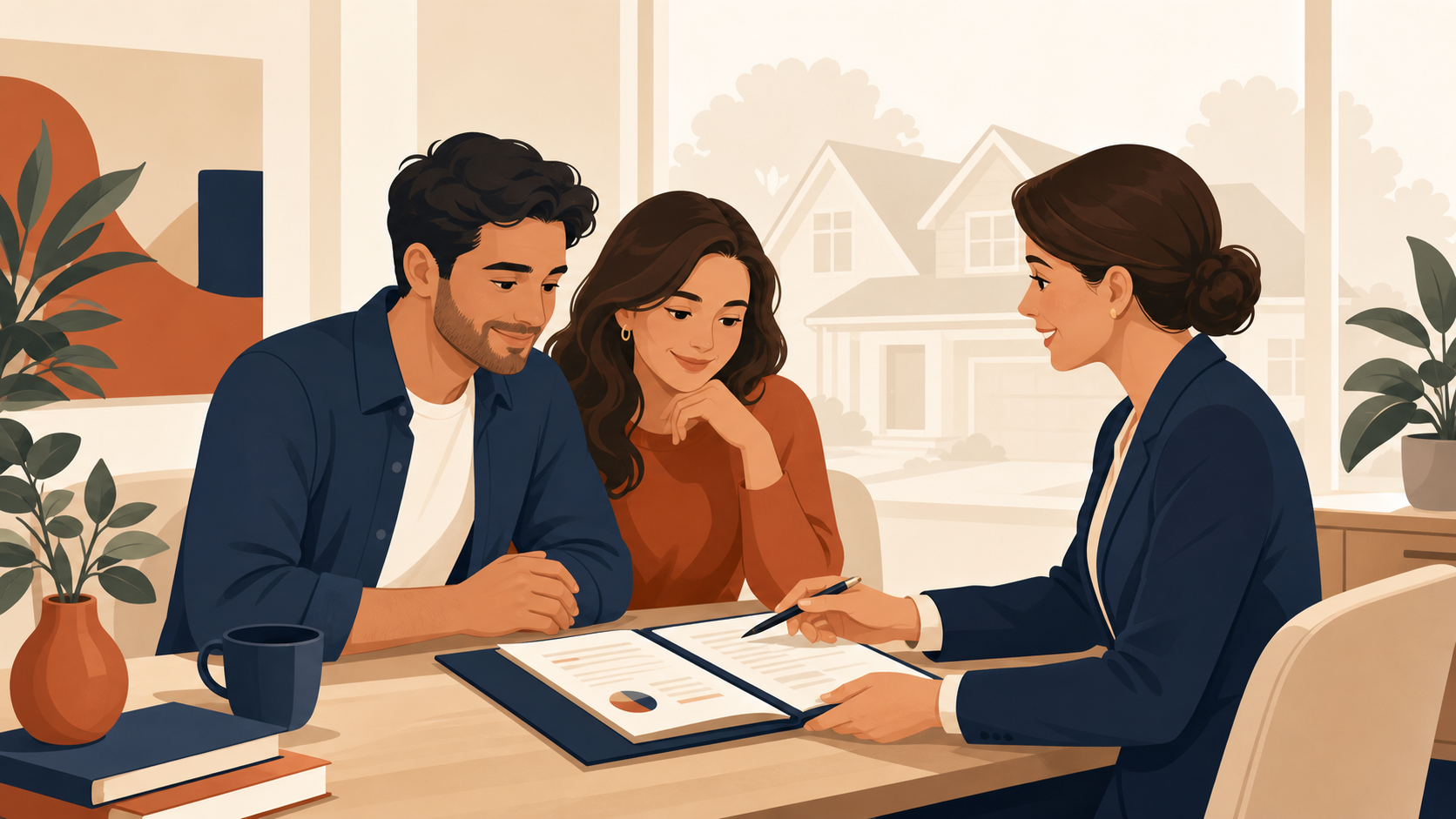 Couple examinant une assurance emprunteur pour un crédit immobilier