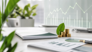 Illustration éditoriale sur un fonds euros vert en assurance vie durable