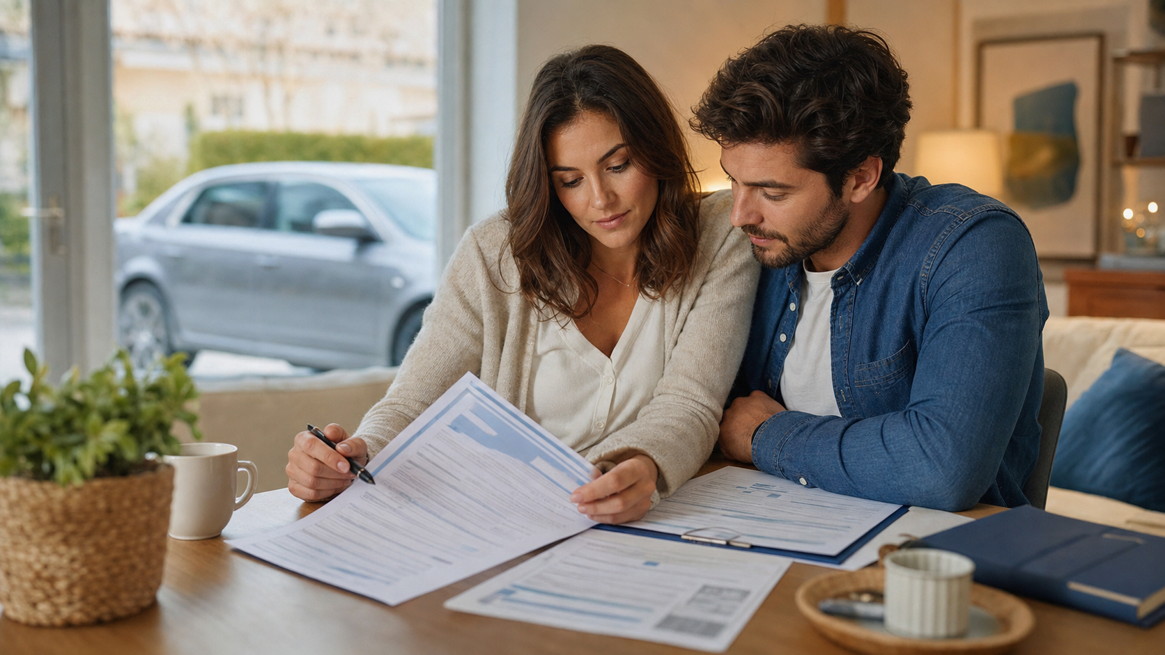 Conductrice vérifiant son contrat d’assurance auto après un rappel sur la non-assurance routière.