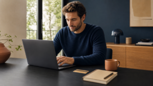 Paiement en plusieurs fois et budget familial consulté sur ordinateur