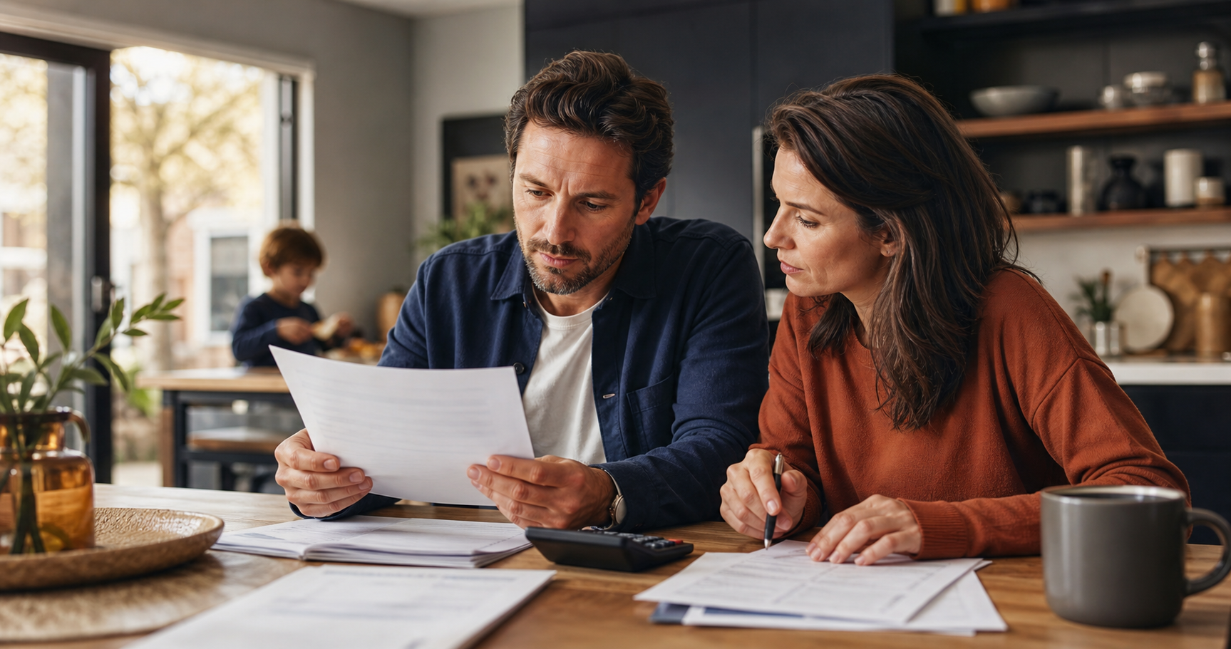 Couple comparant le coût total d’un crédit immobilier à partir de plusieurs taux d’intérêt
