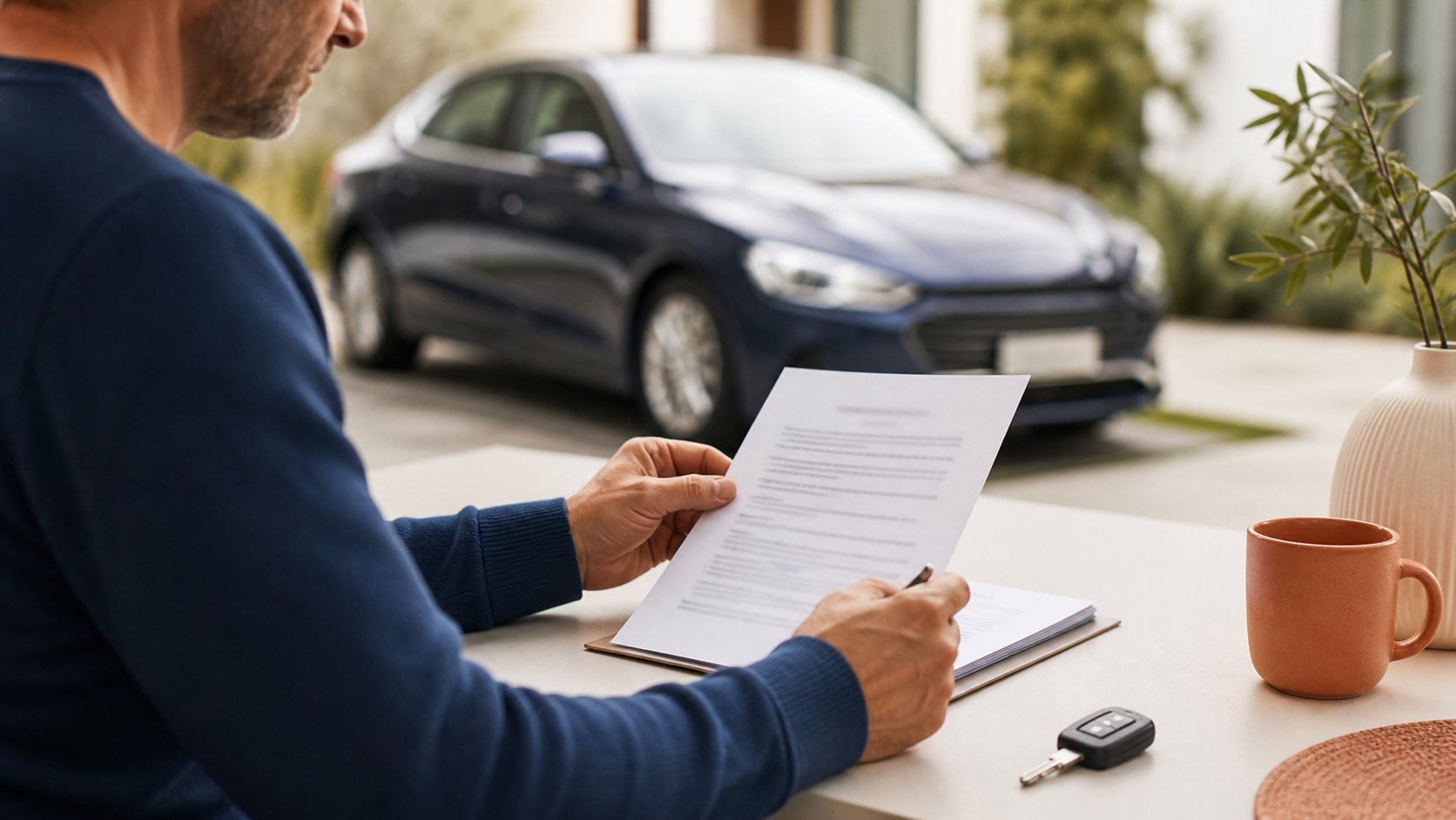 Contrat d’assurance et clés pour une voiture d’occasion
