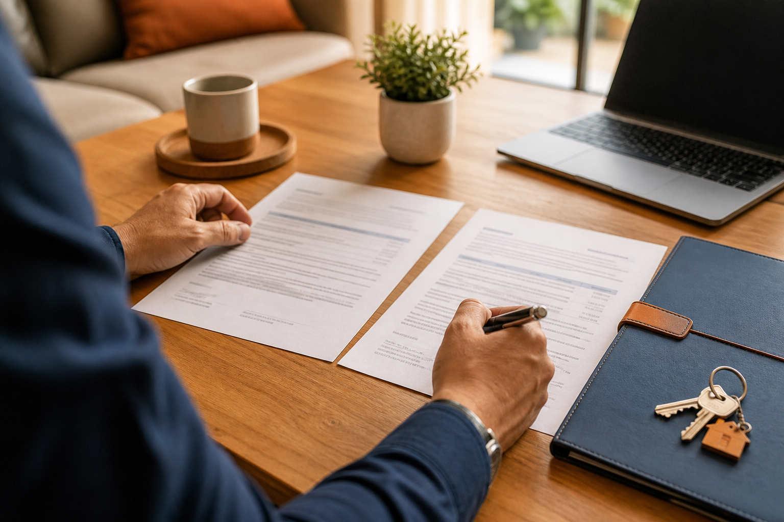 Emprunteur comparant deux contrats d’assurance de prêt immobilier avant un changement.