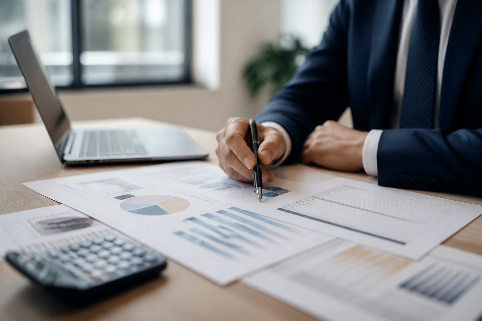Dossier de crédit immobilier analysé avec des graphiques de financement sur un bureau