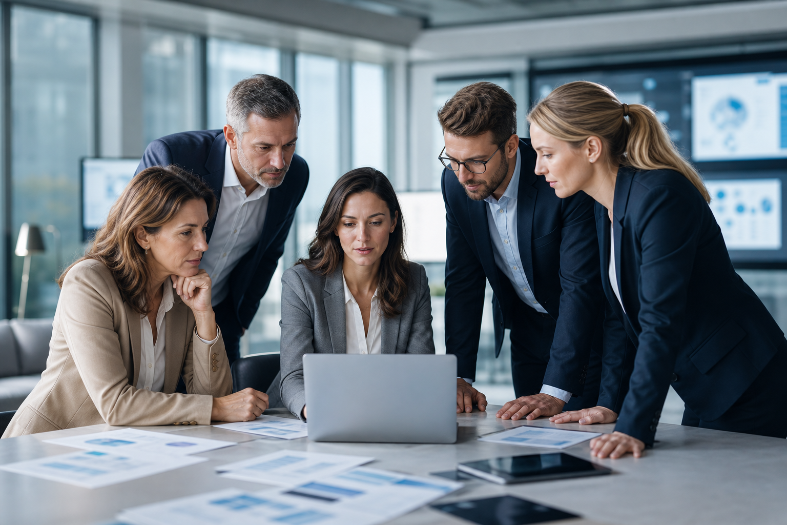 Professionnels analysant un parcours d’assurance en ligne avec un outil d’IA