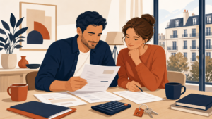 Investisseur préparant le financement d’un logement locatif avec charges et impôts à prévoir.
