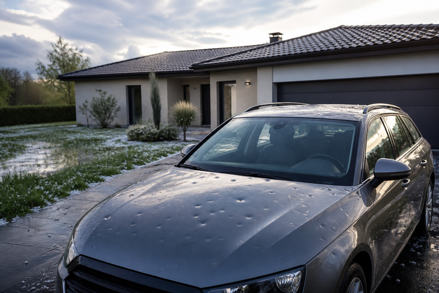 Maison et voiture après un orage de grêle, dossier d’assurance à préparer