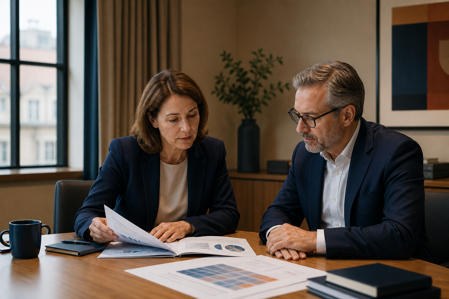 Dirigeants deeptech préparant un financement avec banque et assurance professionnelle