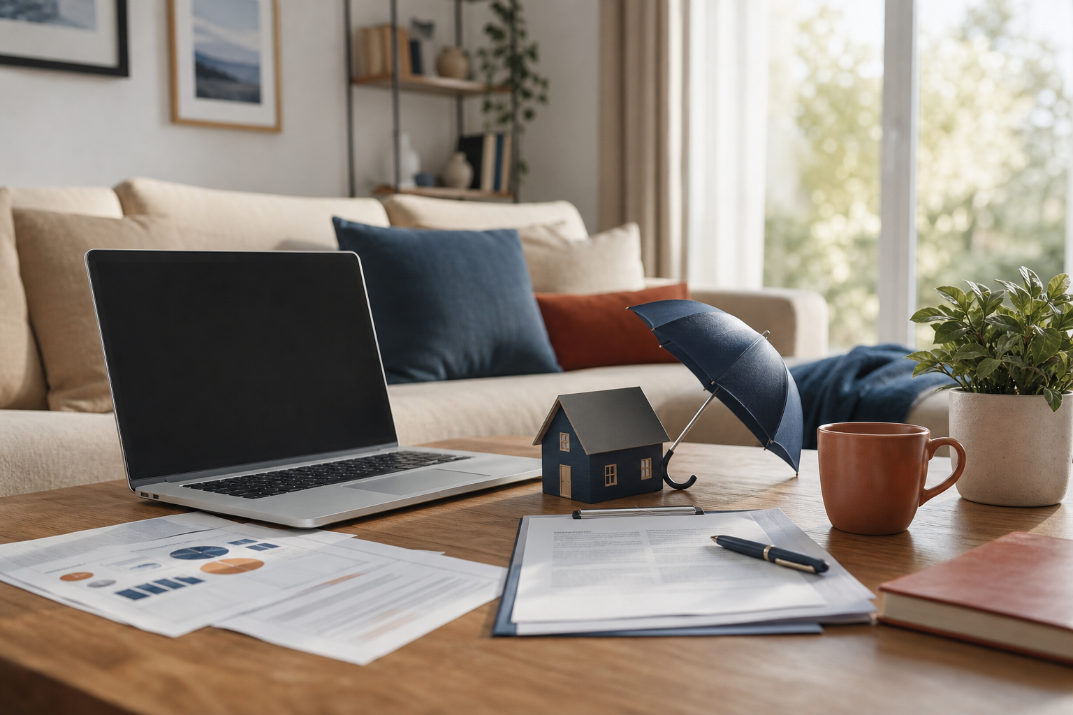 Documents d’assurance habitation dans un logement, symbole des tarifs et garanties face au climat