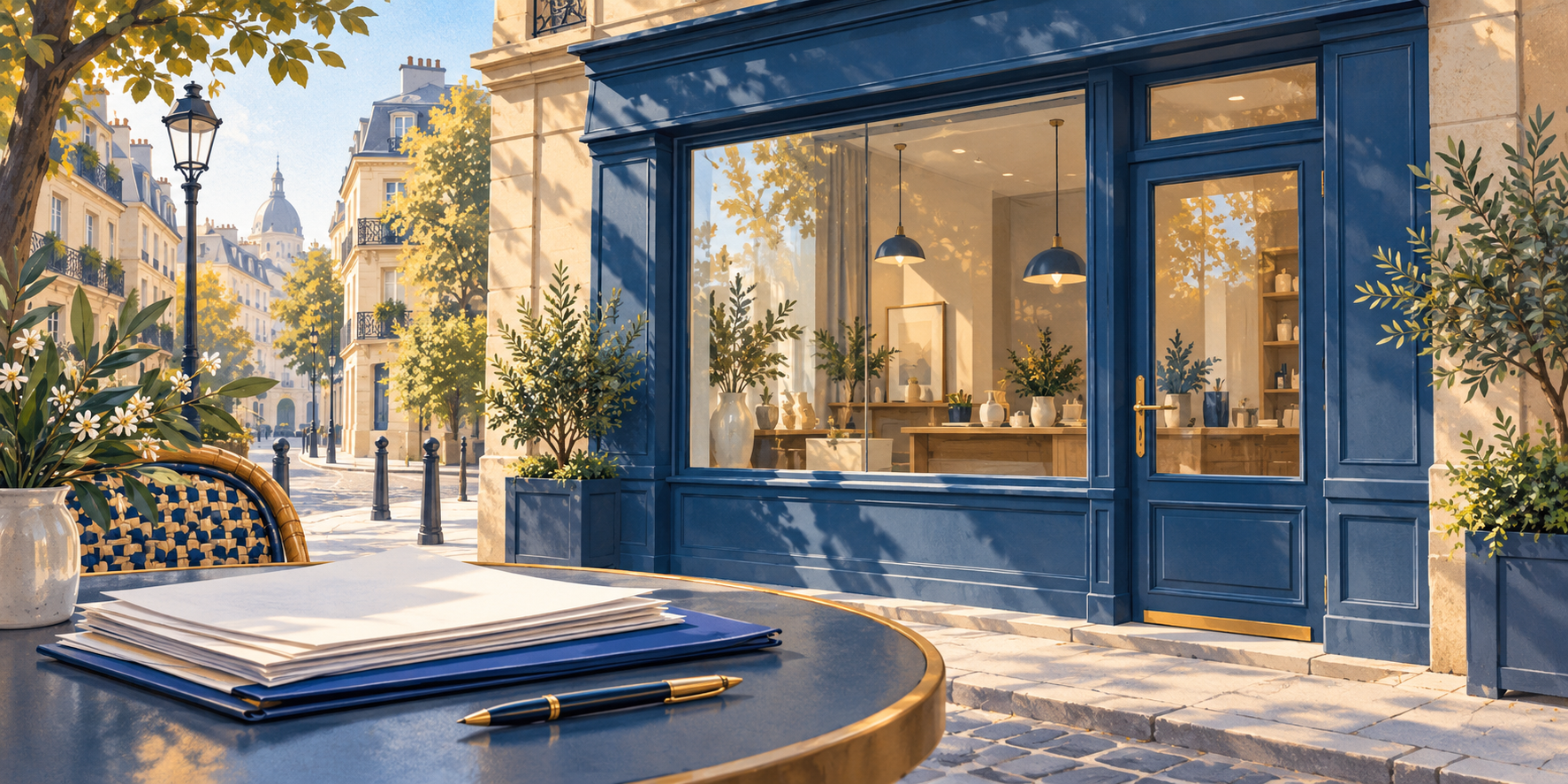 Dossiers d’assurance devant un local professionnel