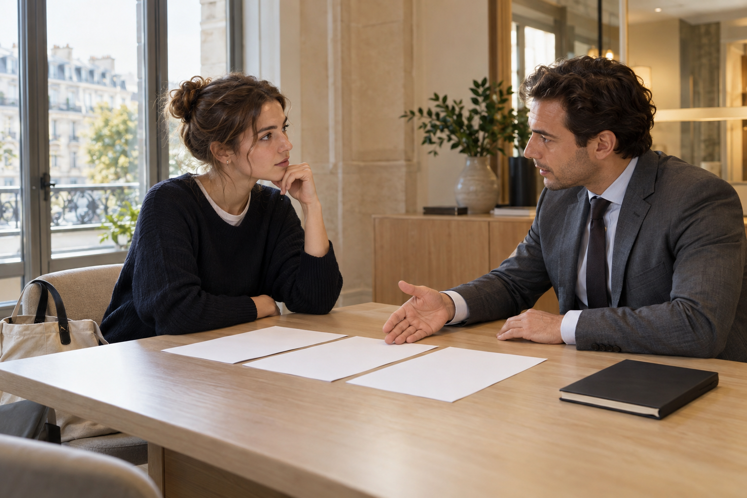 Étudiante échangeant avec un conseiller au sujet d’un prêt
